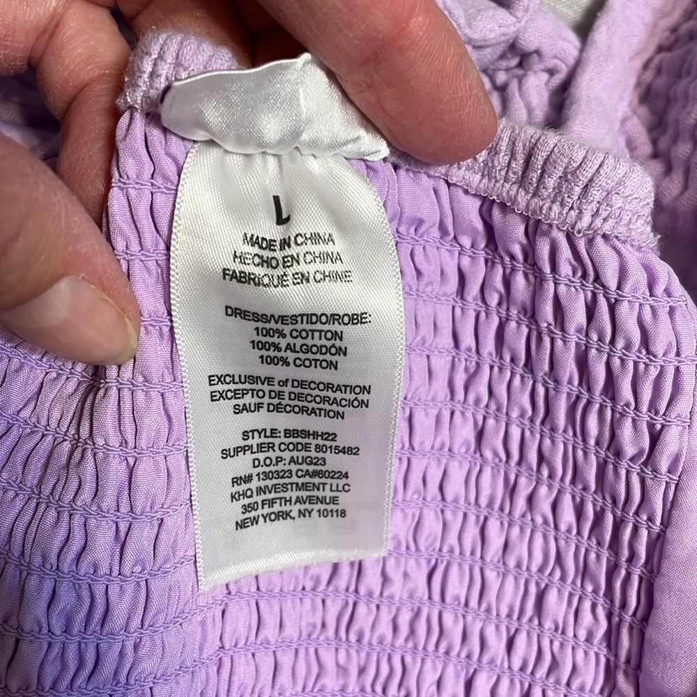 Lavender gauze Ruffled Midi Dress, Large - Picture 8 of 8